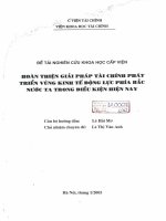 hoàn thiện giải pháp tài chính phát triển vùng kinh tế  động lực phía bắc nước ta trong điều kiện hiện nay