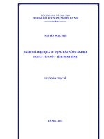 đánh giá hiệu quả sử dụng đất nông nghiệp huyện yên mô – tỉnh ninh bình