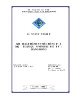 khảo sát hành vi tiêu dùng của người dân quận ninh kiều đối với hàng rong