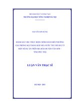 đánh giá việc thực hiện chính sách bồi thường giải phóng mặt bằng khi nhà nước thu hồi đất ở một số dự án trên địa bàn huyện tân sơn – tỉnh phú thọ