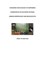 TAXONOMY AND ECOLOGY OF AMPHIBIAN COMMUNITIES IN SOUTHERN VIETNAM LINKING MORPHOLOGY AND BIOACOUSTICS