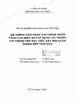 hệ thống giải pháp tài chính nhằm nâng cao hiệu quả sử dụng các nguồn tài chính cho mục tiêu xóa đói giảm nghèo đến năm 2010