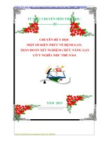 CHUYÊN ĐỀ Y HỌC  MỘT SỐ KIẾN THỨC VỀ BỆNH GAN,  TRẨN ĐOÁN XÉT NGHIỆM CHỨC NĂNG GAN  CÓ Ý NGHĨA NHƯ THẾ NÀO.