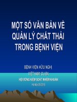 MỘT SỐ VĂN BẢN VỀ QUẢN LÝ CHẤT THẢI QUẢN LÝ CHẤT THẢI TRONG BỆNH VIỆn
