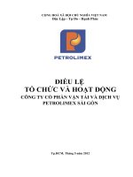 Điều Lệ Tổ Chức Và Hoạt Động Công Ty Cổ Phần Vận Tải Và Dịch Vụ PETROLIMEX SÀI GÒN