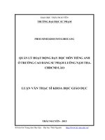Quản lý hoạt động dạy học môn tiếng anh ở trường cao đẳng sư phạm luông nặm tha   CHDCND lào