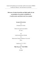 Relevance of mineral nutrition and light quality for the accumulation of secondary metabolites in centella asiatica and hydrocotyle leucocephala