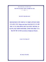 thành phần côn trùng và nhện lớn bắt mồi của rầy nâu nilaparvata lugen stal. hại lúa vụ hè thu và vụ thu đông 2012 tại châu thành, an giang; đặc điểm sinh học, sinh thái học của bọ xít mù xanh cyrtorhinus lividipennis reuter.