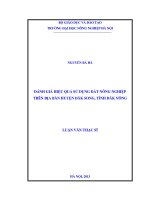 đánh giá hiệu quả sử dụng đất nông nghiệp trên địa bàn huyện đăk song, tỉnh đăk nông