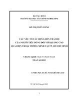 Các yếu tố tác động đến thái độ của người tiêu dùng đối với quảng cáo qua điện thoại thông minh tại TPHCM  luận văn thạc sỹ 2015 