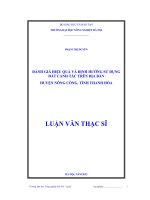 đánh giá hiệu quả và định hướng sử dụng đất canh tác trên địa bàn huyện nông cống, tỉnh thanh hóa