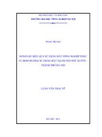 đánh giá hiệu quả sử dụng đất nông nghiệp phục vụ định hướng sử dụng đất tại huyện phú xuyên – thành phố hà nội