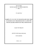 Nghiên cứu các yếu tố ảnh hưởng đến việc chọn ngành học quản trị kinh doanh của sinh viên trường đại học kinh tế   kỹ thuật bình dương  luận văn thạc sĩ 2015 