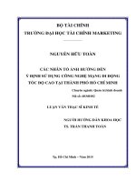 Các nhân tố ảnh hưởng đến ý định sử dụng công nghệ mạng di động tốc độ cao tại thành phố hồ chí minh  luận văn thạc sĩ 2015 