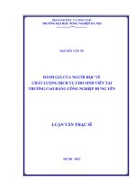đánh giá của người học về chất lượng dịch vụ cho sinh viên tại trường cao đẳng công nghiệp hưng yên