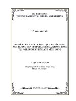 Nghiên cứu chất lượng dịch vụ tín dụng ảnh hưởng đến sự hài lòng của khách hàng tại agribank chi nhánh vĩnh long  luận văn thạc sĩ 2015 