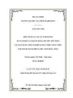 Phân tích các yếu tố ảnh hưởng quyết định của khách hàng gởi tiết kiệm tại ngân hàng nông nghiệp  phát triển nông thôn chi nhánh thành phố sa đéc tỉnh đồng tháp 2015 