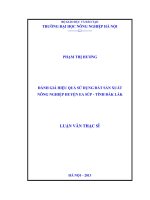 đánh giá hiệu quả sử dụng đất sản xuất nông nghiệp huyện ea súp  tỉnh đắk lắk