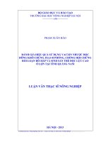 đánh giá hiệu quả sử dụng vacxin nhược độc đông khô chủng jxa1r phòng, chống hội chứng rối loạn hô hấp và sinh sản thể độc lực cao ở lợn tại tỉnh quảng nam