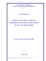 Nghiên cứu thực trạng và đề xuất định hướng sử dụng đất lúa đến năm 2020 huyện ý yên, tỉnh nam định
