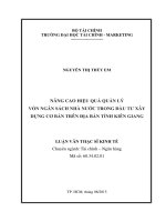 Nâng cao hiệu quả quản lý vốn ngân sách nhà nước trong đầu tư xây dựng cơ bản trên địa bàn tỉnh kiên giang  luận văn thạc sĩ 2015 