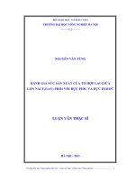 đánh giá sức sản xuất của tổ hợp lai giữa lợn nái f1(lxy) phối với đực pidu và đực duroc