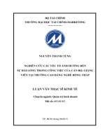 Nghiên cứu các yếu tố ảnh hưởng đến sự hài lòng trong công việc của cán bộ, giảng viên tại trường cao đẳng nghề đồng tháp 2015 