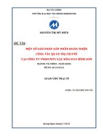 Một số giải pháp góp phần hoàn thiện công tác quản trị chi phí tại công ty TNHH TMV lọc hóa dầu bình sơn  luận văn thạc sĩ 2015 