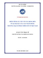Phân tích các yếu tố tác động đến tỷ lệ nợ xấu của các ngân hàng thương mại cổ phần niêm yết ở việt nam  luận văn thạc sĩ 2015 
