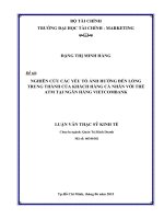 Nghiên cứu các yếu tố ảnh hưởng đến lòng trung thành của khách hàng cá nhân với thẻ ATM tại ngân hàng vietcombank  luận văn thạc sĩ 2015 