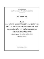 Các yếu tố ảnh hưởng đến cấu trúc vốn của các doanh nghiệp kinh doanh bất động sản niêm yết trên thị trường chứng khoán việt nam  luận văn thạc sĩ 2015 