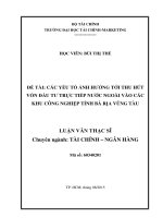 Các yếu tố ảnh hưởng tới thu hút vốn đầu tư trực tiếp nước ngoài vào các khu công nghiệp tỉnh bà rịa vũng tàu  luận văn thạc sĩ 2015 