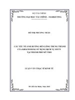 Các yếu tố ảnh hưởng đến lòng trung thành của khách hàng sử dụng dịch vụ MYTV tại thành phố mỹ tho 2015 