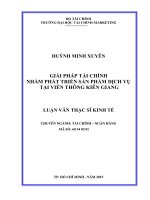 Giải pháp tài chính nhằm phát triển sản phẩm dịch vụ tại viễn thông kiên giang  luận văn thạc sĩ 2015 