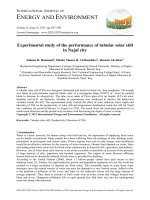 Experimental study of the performance of tubular solar still in najaf city 