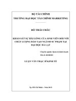 Khảo sát sự hài lòng của sinh viên đối với chất lượng đào tạo ngành sư phạm tai đại học đà lạt  luận văn thạc sĩ 2015 
