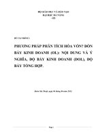 PHƯƠNG PHÁP PHÂN TÍCH HÒA VỐN? ĐÒN BẨY KINH DOANH (OL): NỘI DUNG VÀ Ý NGHĨA,  ĐỘ  BẨY  KINH  DOANH  (DOL),  ĐỘ BẨY TỔNG HỢP