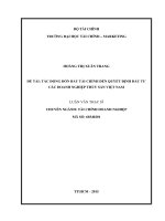 Tác động đòn bẩy tài chính đến quyết định đầu tư các doanh nghiệp thủy sản việt nam  luận văn thạc sĩ 2015 