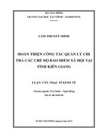 Hoàn thiện quản lý chi trả các chế độ bảo hiểm xã hội tại tỉnh kiên giang  luận văn thạc sĩ 2015 
