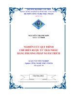nghiên cứu qui trình chế biến rượu từ trái nhàu bằng phương pháp ngâm trích