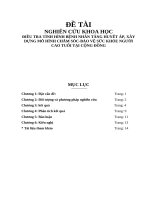 NGHIÊN CỨU KHOA HỌC ĐIỀU TRA TÌNH HÌNH BỆNH NHÂN TĂNG HUYẾT ÁP, XÂY DỰNG MÔ HÌNH CHĂM SÓC-BẢO VỆ SỨC KHỎE NGƯỜI CAO TUỔI TẠI CỘNG ĐỒNG