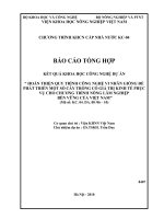 HOÀN THIỆN QUY TRÌNH CÔNG NGHỆ VI NHÂN GIỐNG ĐỂ PHÁT TRIỂN MỘT SỐ CÂY TRỒNG CÓ GIÁ TRỊ KINH TẾ PHỤC VỤ CHO CHƯƠNG TRÌNH NÔNG LÂM NGHIỆP  BỀN VỮNG CỦA VIỆT NAM