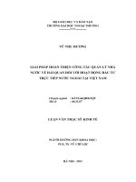Giải pháp hoàn thiện công tác quản lý nhà nước về hải quan đối với hoạt động đầu tư trực tiếp nước ngoài tại việt nam