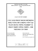 CÁC GIẢI PHÁP NHẰM MỞ RỘNG KHẢ NĂNG HUY ĐỘNG VỐN TẠI NGÂN HÀNG NÔNG NGHIỆP VÀ PHÁT TRIỂN NÔNG THÔN - CHI NHÁNH CẦN THƠ