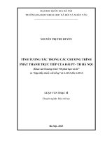 Tính tương tác trong các chương trình phát thanh trực tiếp của đài PT  TH hà nội (khảo sát chương trình “60 phút bạn và tôi” và “gặp thầy thuốc nổi tiếng” từ 6 2012 đến 6 2013)