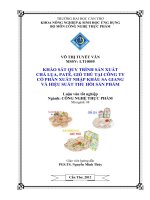 khảo sát quy trình sản xuất chả lụa, patê, giò thủ tại công ty cổ phần xuất nhập khẩu sa giang và hiệu suất thu hồi sản phẩm