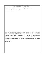 GIẢI PHÁP CHO THỰC TRẠNG SUY THOÁI về đạo đức, tư TƯỞNG  lối SỐNG của một bộ PHẬN SINH VIÊN TRƯỜNG đại học sư PHẠM THÀNH PHỐ hồ CHÍ MINH HIỆN NAY