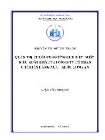 Quản trị chuỗi cung ứng chế biến nhân điều xuất khẩu tại công ty cổ phần chế biến hàng xuất khẩu long an 