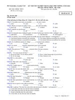 Đề thi tốt nghiệp THPT tiếng Pháp năm 2012 hệ 3 năm - Mã đề thi 315