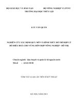 Nghiên cứu xác định quy mô và hình thức bố trí hợp lý hồ điều hòa cho vùng hỗn hợp nông nghiệp   đô thị 